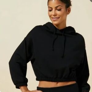 Interval Black Cropped Hoodie L NWT